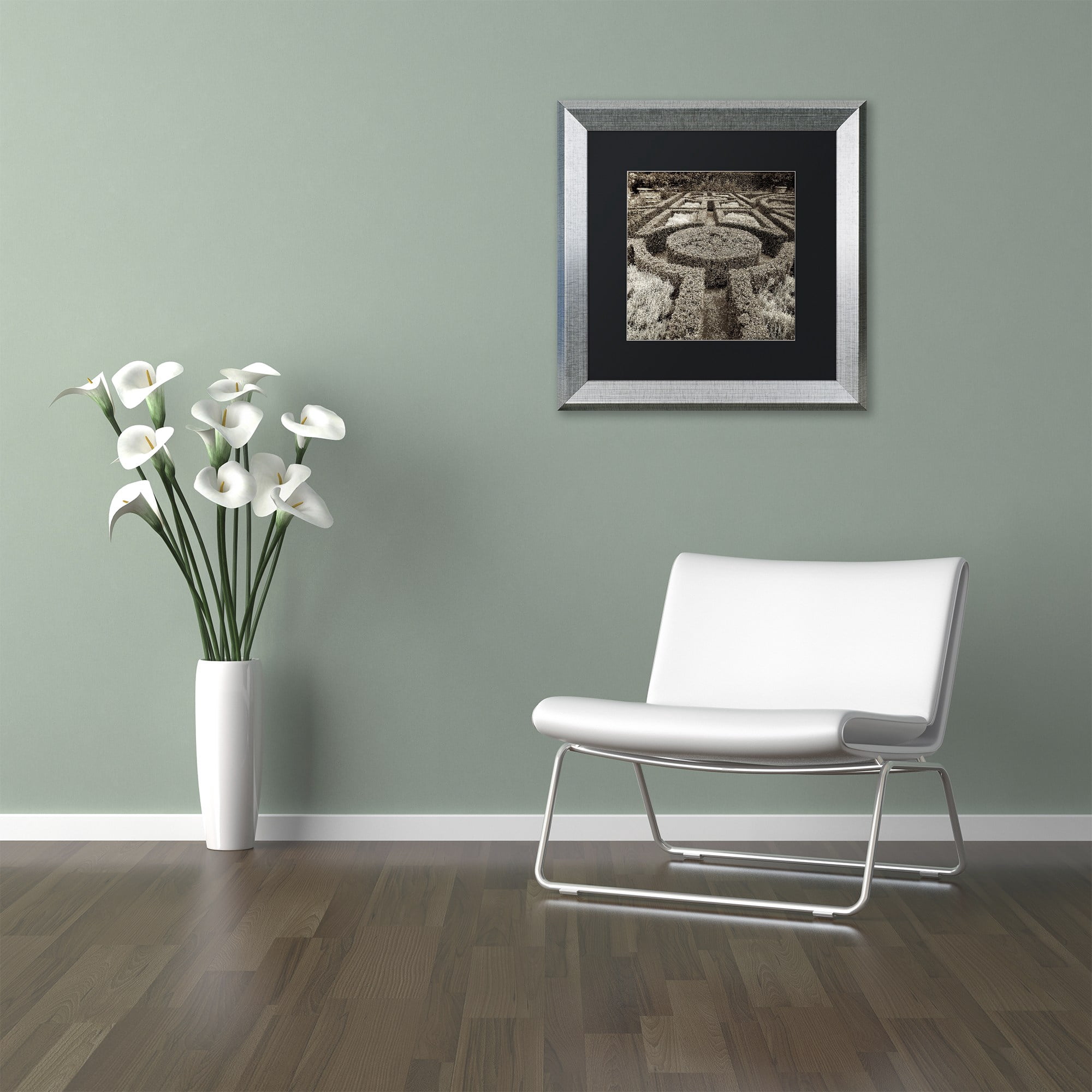 Trademark Fine Art "Tuscan Giardini I" Canvas Art by Alan Blaustein, Black Matte, Silver Frame