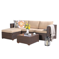 thumbnail image 7 of Modern Outdoor Patio Furniture Set，5-Piece Brown Wicker Sectional Sofa, with Beige Cushions and Coffee Table, Perfect for Gardens, Patios, and Backyards, 7 of 7