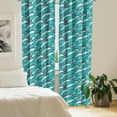 thumbnail image 2 of Ambesonne Ocean Curtains, Surfing Doodle Dolphins, Pair of 28"x63", Charcoal Grey Teal White, 2 of 5