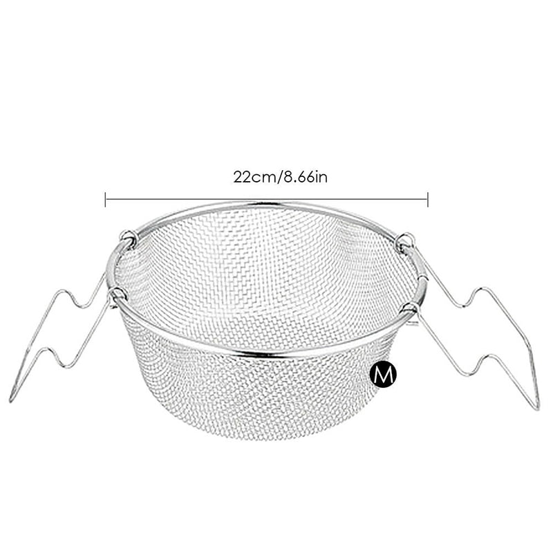 Stainless Steel Frying Net Round Basket Strainer French Fries fried Food Handle 