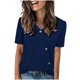 thumbnail image 1 of Tops de Color Sólido para las Mujeres, Botón de Cuello en V de Manga Corta, Top de Moda Casual para las Mujeres, 1 of 9