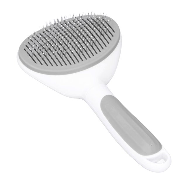 Pet Shedding Brush, One Key Automatic Pet Self Cleaning Brush Remove Loose Fur For Cats For Dogs Grey
