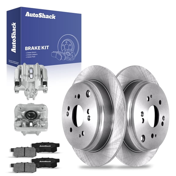 AutoShack Rear Brake Rotors Ceramic Brake Pads Calipers | Replacement for 2005-2006 Honda CR-V 2.4L 4WD FWD | 8-PC Brake Kit