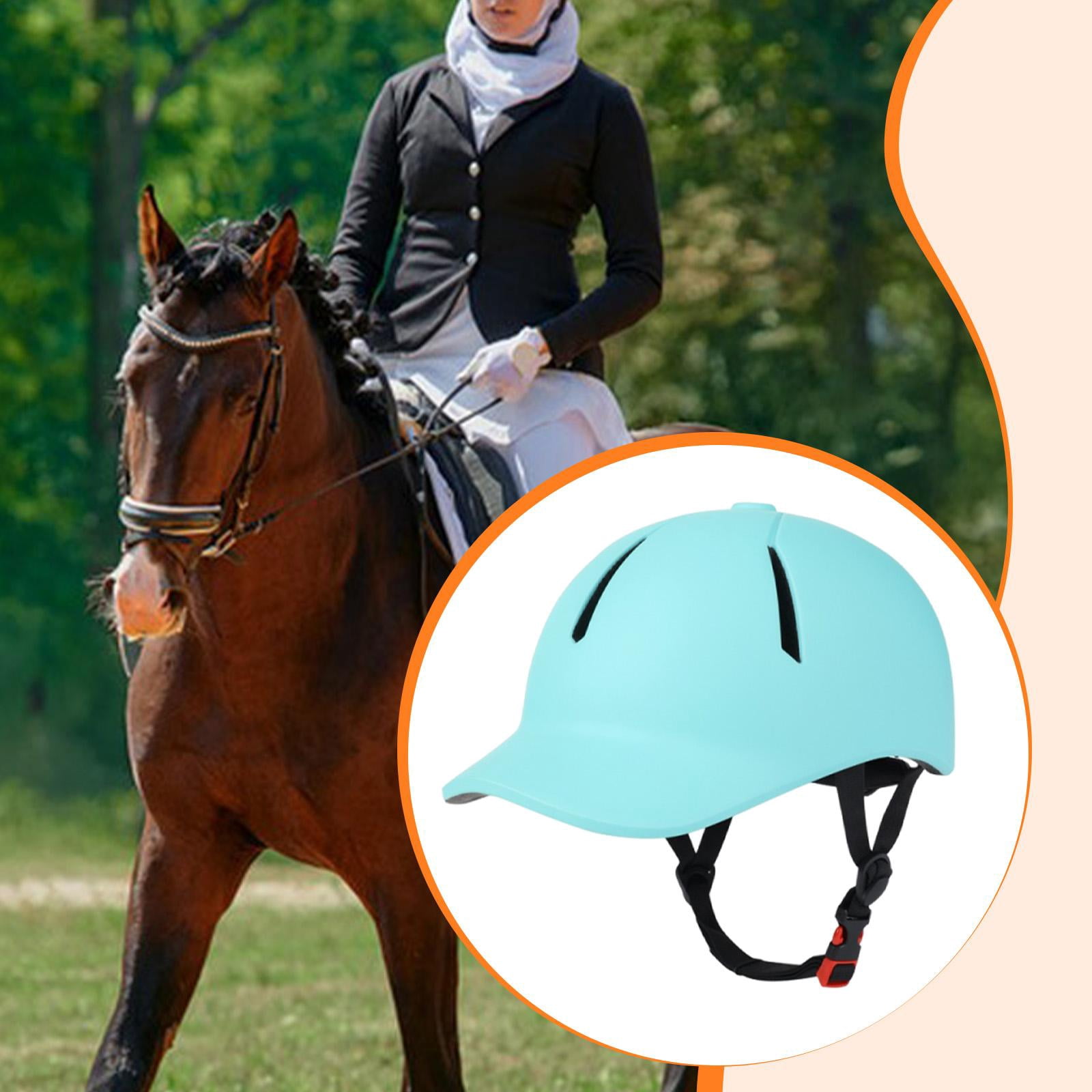QSTDGVPW Equestrian Helmet Adjustable Riding Cap Breathable Lightweight Comfortable Horse M Size blue