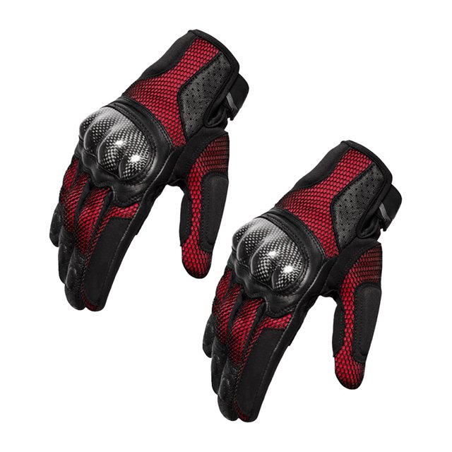 Eigraketly Paquete de 2 guantes para motocicleta, guantes cómodos de malla portátiles, Protector de manos inastillable, deporte antideslizante para Ciclismo Rojo L Eigraketly OD027625-02