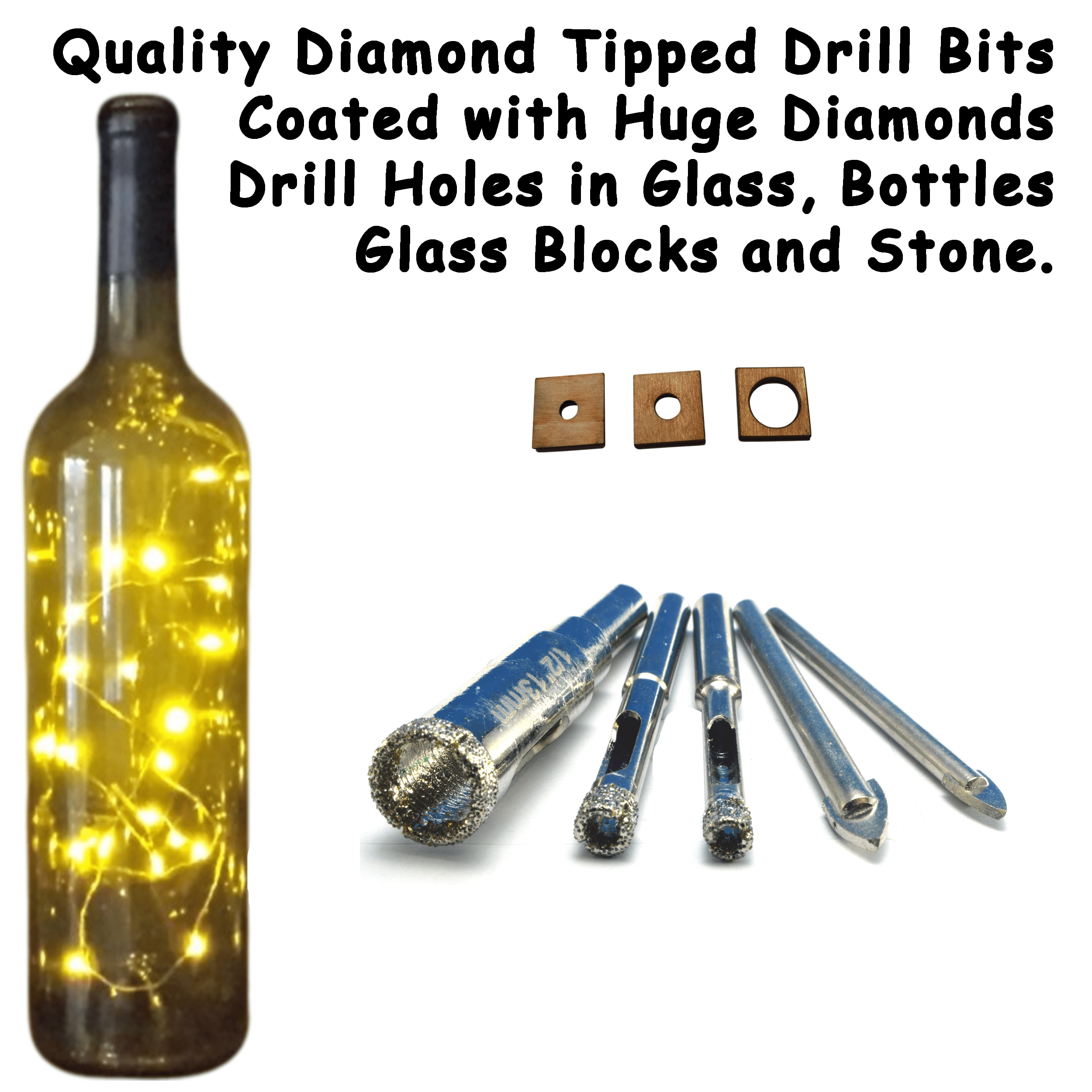 Glass Cutter Kit3 Drill and Drill Stand with Diamond Glass Drill Bit Kit for Diy Glass Lamp or Wine Bottle Bird Feeders Diamond Drill Bits & Guides Easily Put Holes in Glass Bottle - Cutter Oil inc.