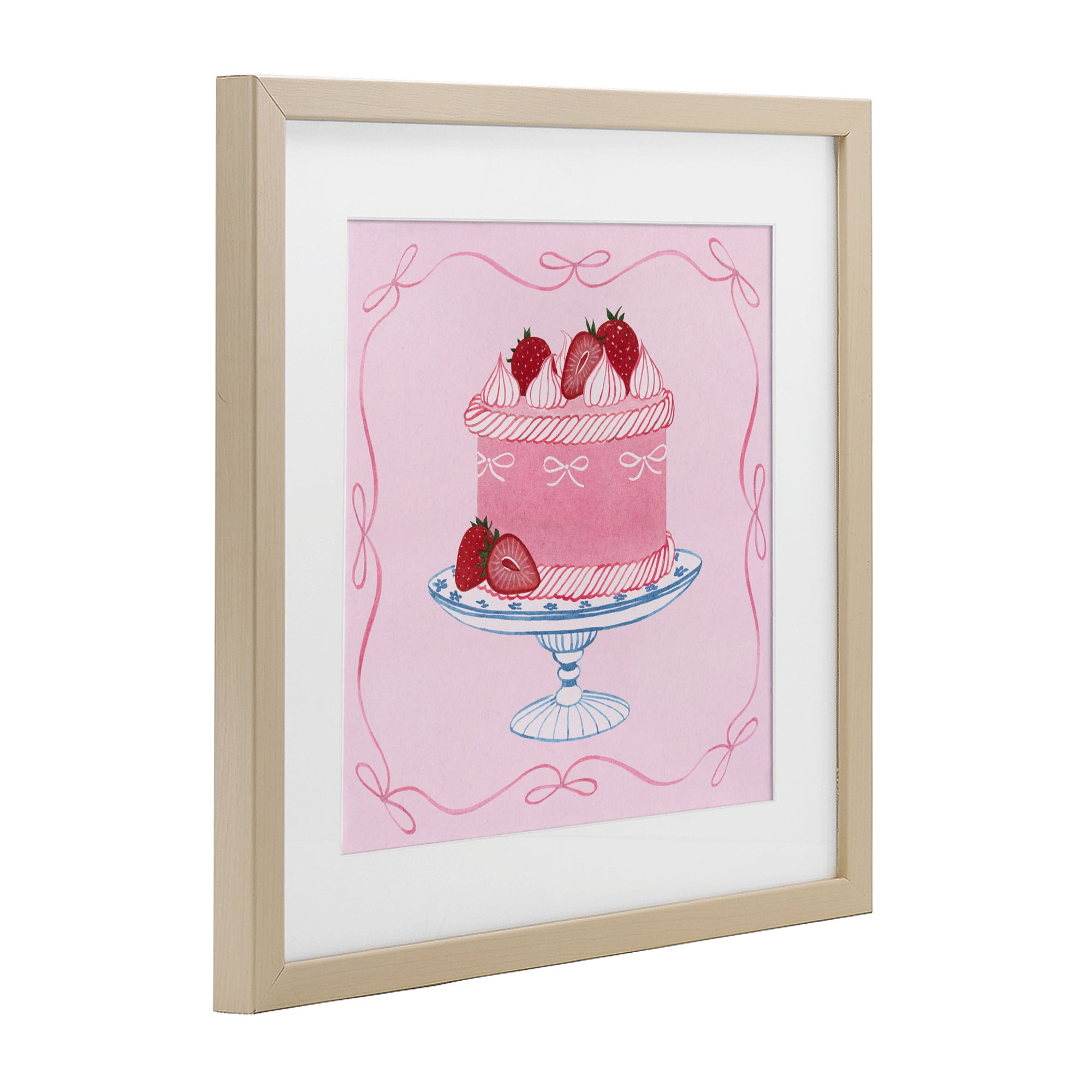 Stupell Industries Pink Strawberry Cake Birch Framed Print Under Glass, design by Grace Popp