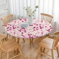 thumbnail image 3 of Pink Pioneer Flower Pattern Round Fitted Tablecloth with Elastic Edge,Dining Table Cover Waterproof,Outdoor Round Tablecloth for Camping,Dining,Indoor and Outdoor, 3 of 7