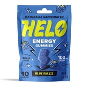 HELO Energy Gummies, Blue Razz 2 (10CTs) - 50mg of Caffeine per Gummy, Alpha GPC, Lion's Mane, Ashwagandha, Cordyceps, Electrolytes, Vitamin B12
