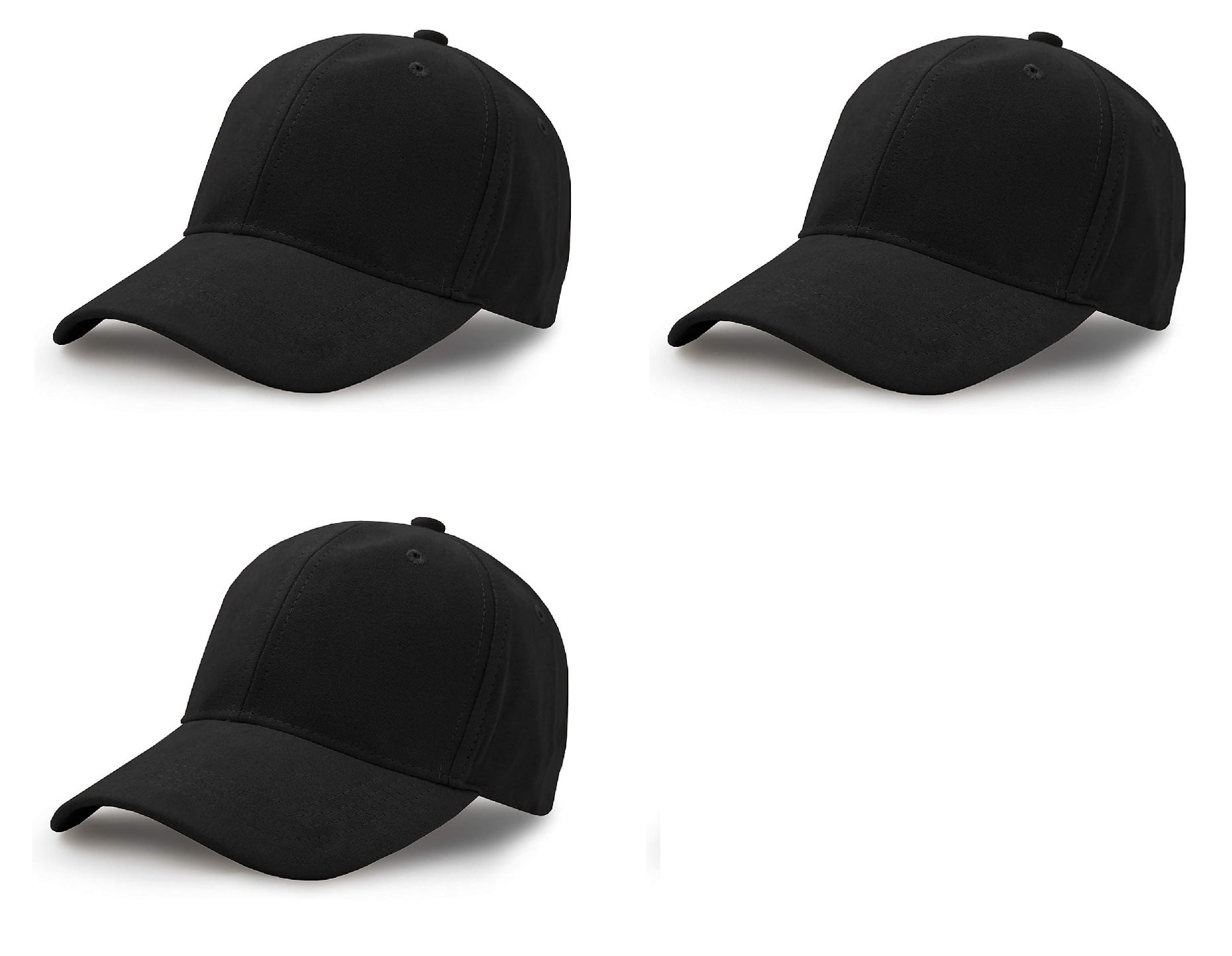 Solid Black Baseball Cap Hat with Adjustable Buckle Back, Unisex