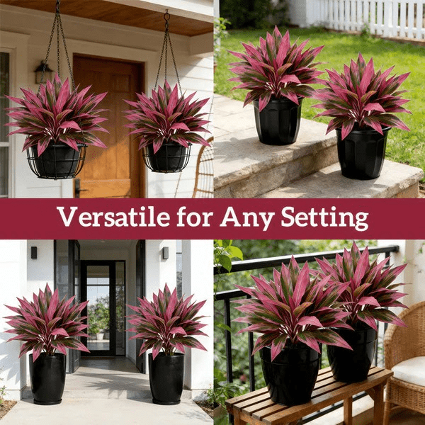 4Pcs Artificial Cordyline Fruticosa Logs Tropcial Plant 21.6in Fake Dracaena Tree for Indoor Outdoor Office Home Living Room Patio Greenery Porch Decor