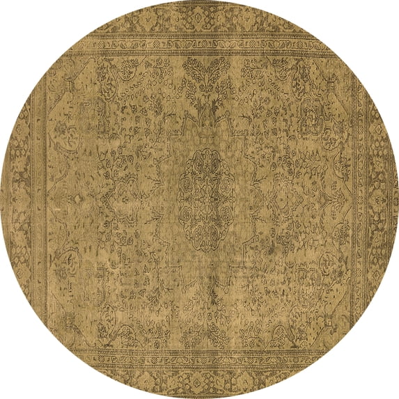 Ahgly Company Indoor Round Oriental Brown Industrial Area Rugs, 3' Round