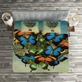 thumbnail image 2 of Ambesonne Butterfly Quilted Coverlet 3 Pcs, Spring Season Animals, Queen Size, Multicolor, 2 of 2