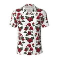 thumbnail image 2 of Daiia Rose Flowers Pattern Men’s Polo Shirts,Solid Deck Shirt,Classic Fit, Breathable Cotton Polo for Casual and Sport Wear-XX-Large, 2 of 7