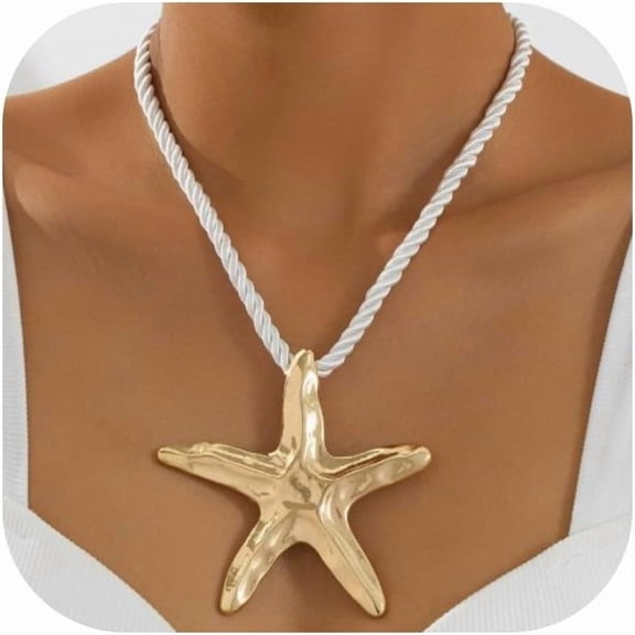 Starfish Necklace for Women Ocean Charm Necklace Adjustable Chain Beach Surfer Jewelry Summer Jewelry for Women 2025