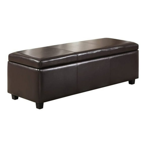 Pemberly Row Faux Leather Storage Bench in Brown