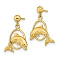 thumbnail image 2 of 14k Yellow Gold 2-D & Polished Dolphin Jumping Through Hoop Earrings, 2 of 7