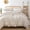 Beige-Full, variant on Queen Size Comforter Beige Ruffle Set For Bed 3pcs (1 Off White And 2 Pillowcases) Vintage Shabby Chic Bedding Soft Fluffy All Season