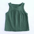 thumbnail image 2 of Besolor Toddler Baby Girls Summer Cotton Linen Shirts Sleeveless Crew Neck Casual Solid Color Tank Tops, 2 of 9