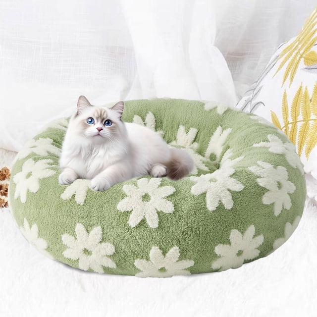 Cat de gato redonda Capa para perros lavable cubierta lavable lavable cómoda cama de cojín de cachorros antideslizan para perros mascotas pequeñas Verde pequeño