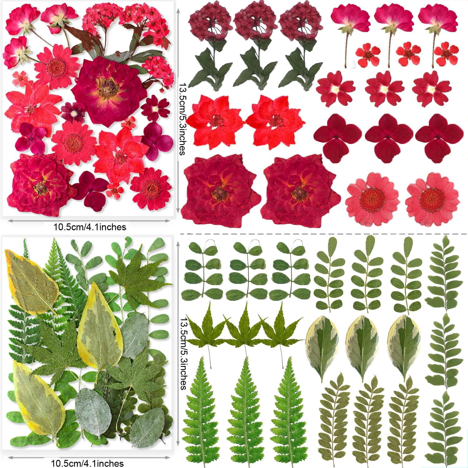 269PCS Dried Pressed Flowers for Resin Craft - Real Nature Flowers Set with Butterfly Stickers for DIY Jewelry Nail Scrapbook Art Floral Decors Iridescent