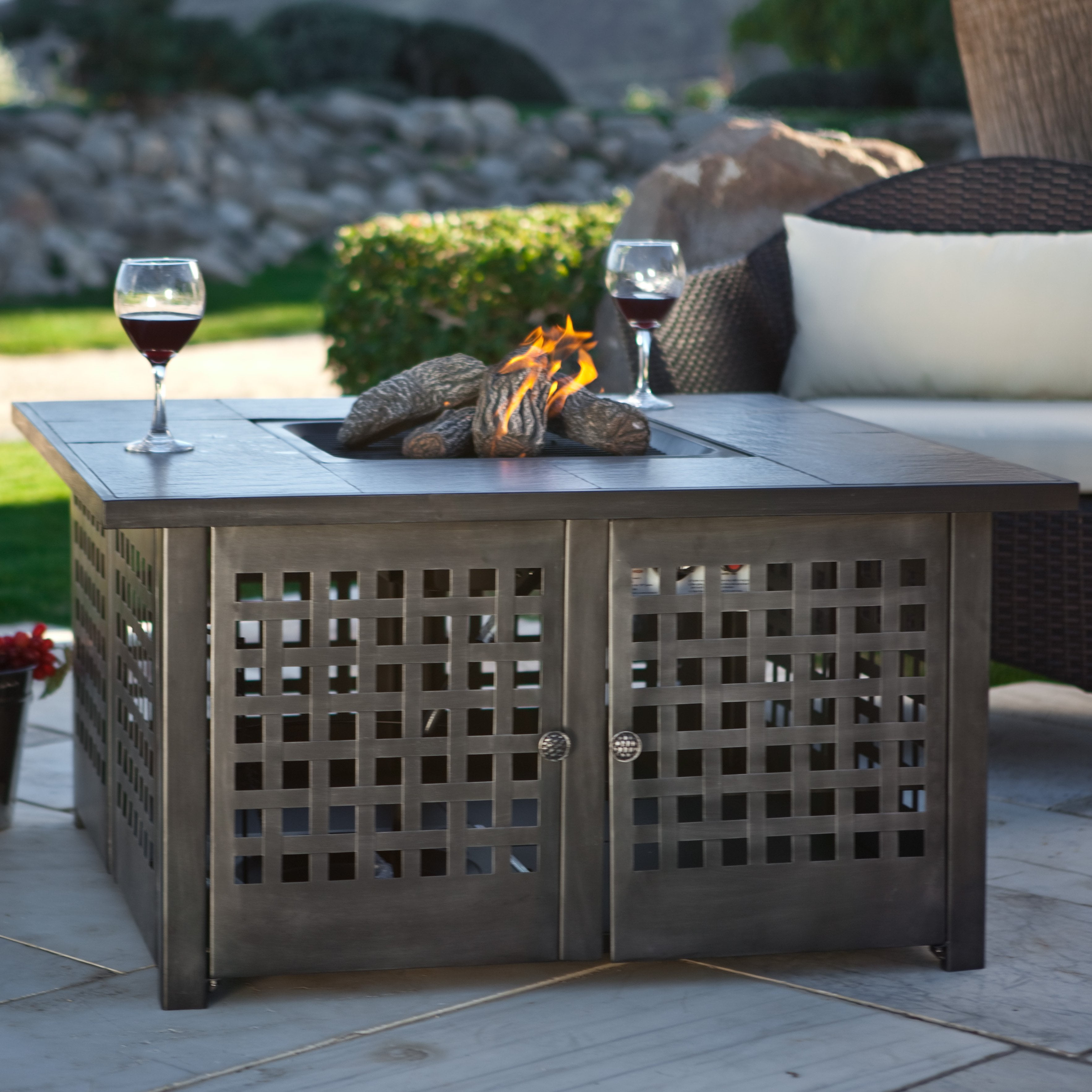 Uniflame Grey Slate Top Lp Gas Fire Pit With Free Cover Com