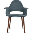 thumbnail image 3 of (Retired) 2xhome Mid Century Modern Upholstered Fabric Organic Accent Living Room Dining Arm Chair with Dark Natural Wooden Legs, Dark Navy Blue, Set of 1, 1 piece, 3 of 8