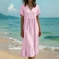 thumbnail image 4 of Blmnix Women's Dresses Vacation Dress Beach Dress Fit & Flare Petticoat V-Neck Short Sleeve Cocktail-Length Womens Summer Dresses Casual,M, 4 of 6