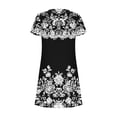 thumbnail image 4 of GaThRRgYP Women's Summer Boho Floral Short Sleeve Dress,Women Summer Casual Leaf Sleeves Hollow Neckline Design Dress Long Skirt Black M, 4 of 5