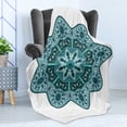 thumbnail image 4 of Mandala Soft Flannel Fleece Throw Blanket, Eastern Chinese Design Lace Like Mandala with Inner Eye Fish and Paisley Artwork, Cozy Plush for Indoor and Outdoor Use, 60" x 80", Teal, by Ambesonne, 4 of 5