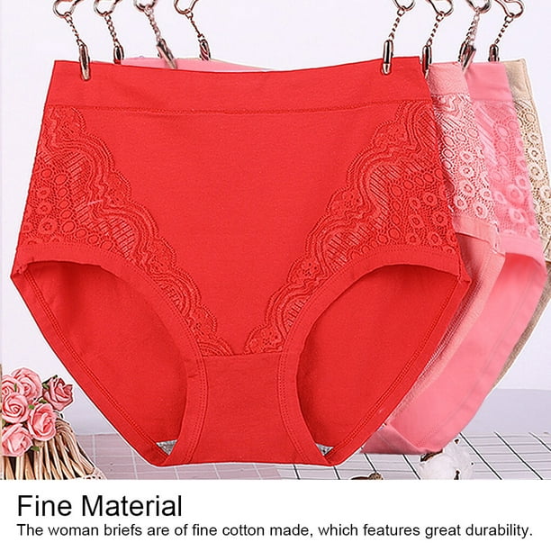 3 Pieces Women Briefs Solid Color Washable Portable Reusable Knitted  Breathable Girls Lingerie Panties Underwear Pink 4XL 