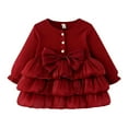 thumbnail image 1 of REDARER Robe de Fête Élégante à Manches Longues pour Filles avec Détail Nœud Tenue Formelle d'Automne pour Tout-Petits, 1 of 9