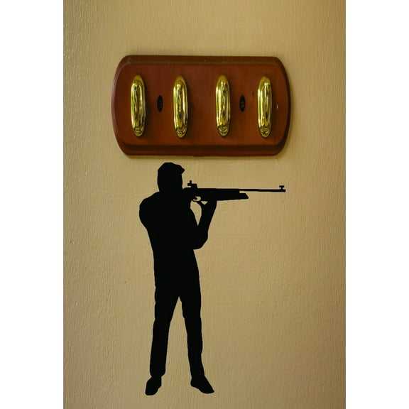 Army Fighting War Soldier Gun Silhouette Peel & Stick Sticker Vinyl Wall Decal 16x24 Inches