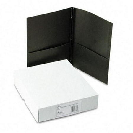 Paper Two-Pocket Report Cover Tang Clip Letter 1/2 Capacity Black 25/Box