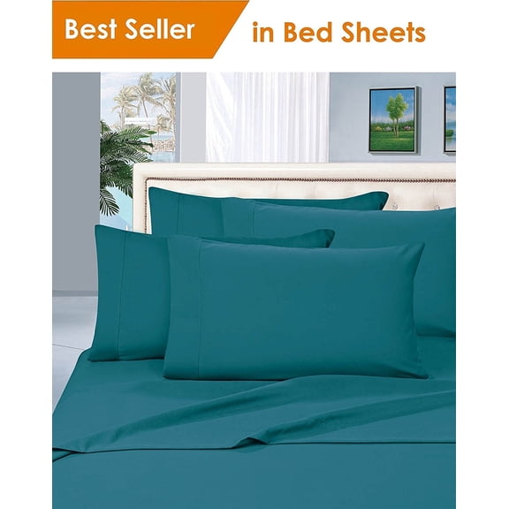 Elegant Comfort 1500 Series 4-Piece California King Sheet Set, Deep Pocket Cooling Microfiber Bed Sheets, Turquoise