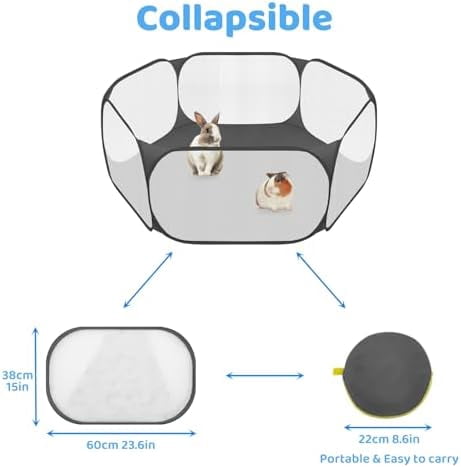 Small Animal Playpen, Pop-Up Portable Play Yard for Guinea Pigs, Rabbits, Hamsters, Hedgehogs, Foldable Exercise Fence with Breathable Mesh for Indoor Outdoor Use