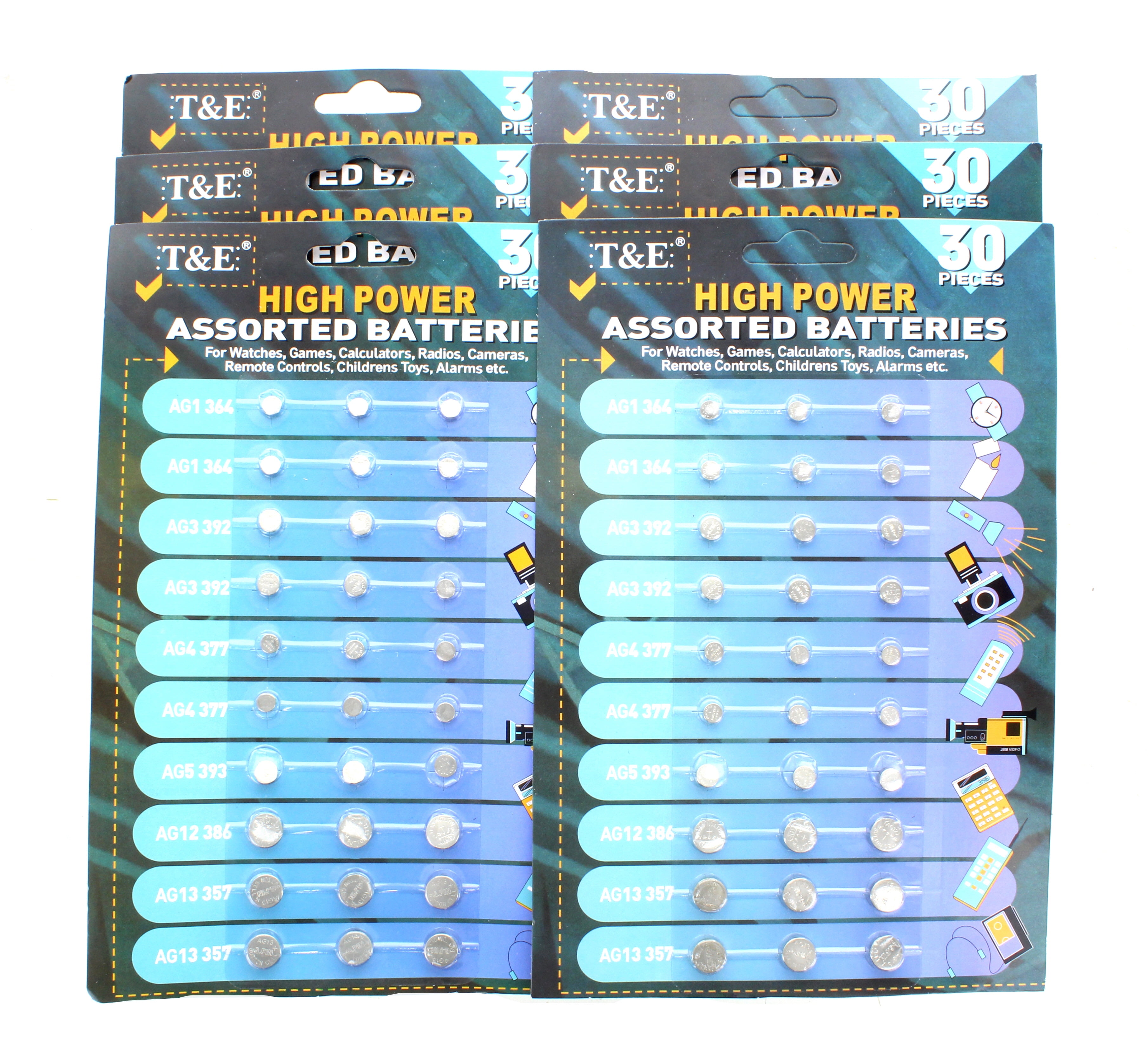 Lot of 180 Assorted Premium Alkaline Round Button Cell Batteries Watch