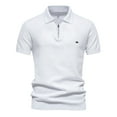 thumbnail image 2 of WREESH Men's Solid Henley Shirts Casual Short Sleeve Turndown Collar Shirt The Ultimate Solid Color Top for Everyday Style White, 2 of 9