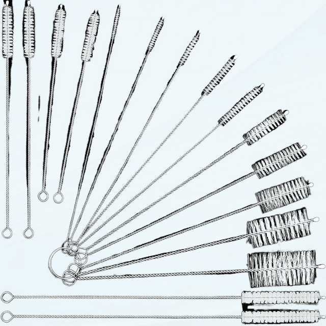 16 Pcs Brosse de Nettoyage de Paille Extra Longue Brosse de Nettoyage de Bouteille en Nylon Brosses de Nettoyage de Tube Kit de Nettoyage Outil Bouteille Réutilisable Brosse de Paille de Différentes Tailles (Blanc, 16 Pièces)