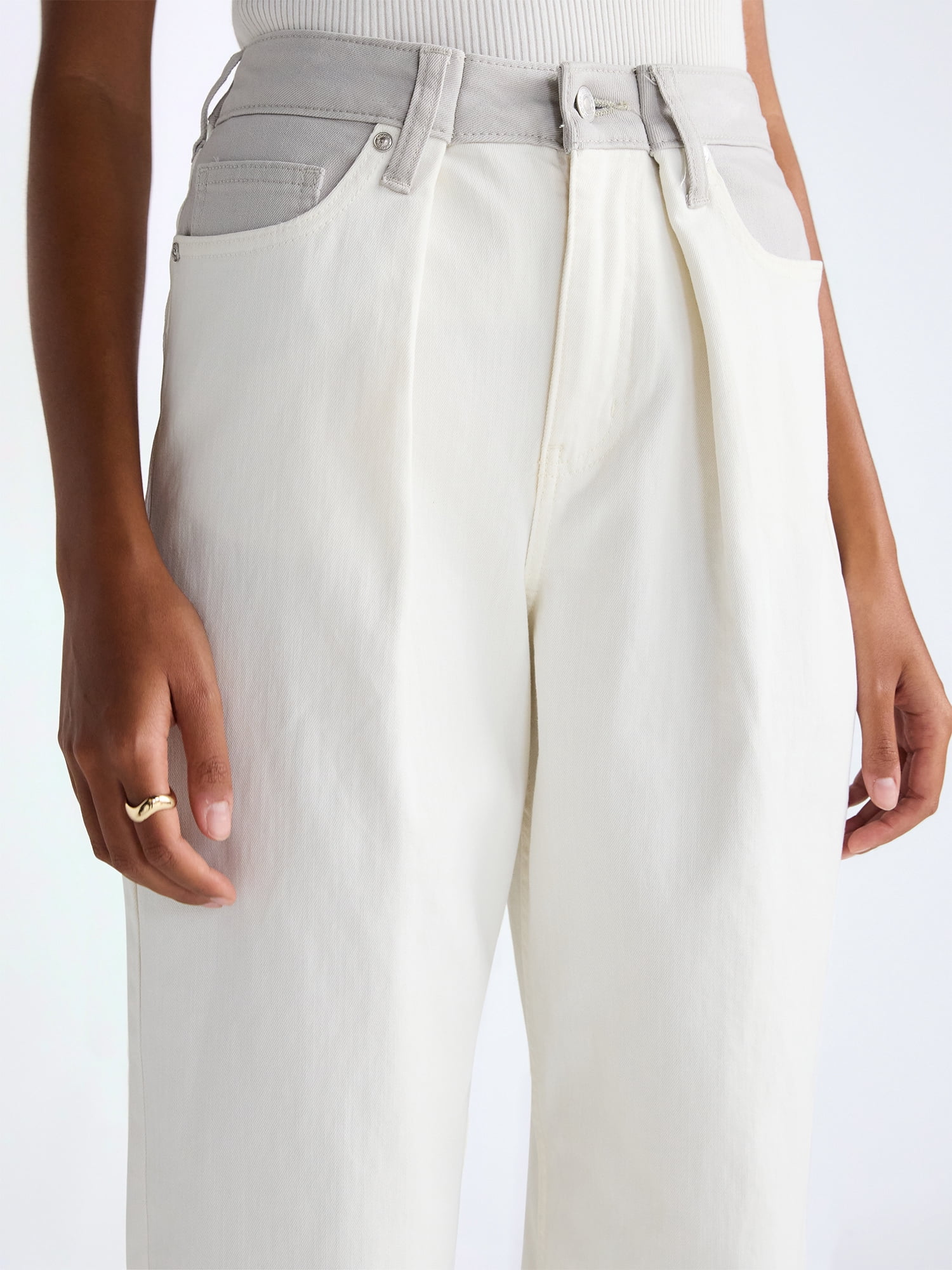 Scoop Women's and Women's Plus Mid-Rise Colorblock Wide Leg Jeans, Available in Short, Reg, and Long, Sizes 0-26W