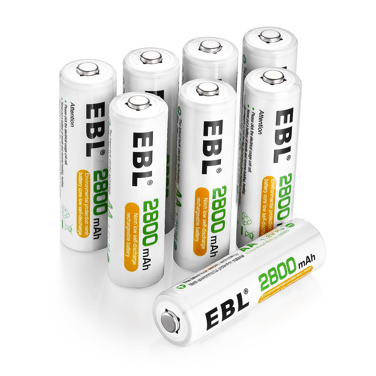 EBL 8-Pack 2800mAh AA Rechargeable Batteries + LCD Battery Charger