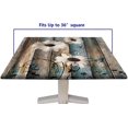 thumbnail image 6 of Daisy Flowers Square Fitted Tablecloth, Rustic Floral Blossom Table Covers, Fits 36x36 In Table, Vintage Wood Planks Elastic Edge Table Cloth, for Holiday Party Banquet Dinner Use, 6 of 6