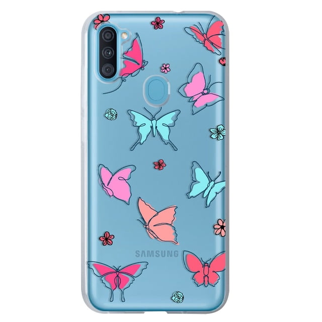 Funda para Galaxy A11 Trazo de Mariposas Uso Rudo, InstaCase Protector para Galaxy A11 Antigolpes, Case Trazo de Mariposas