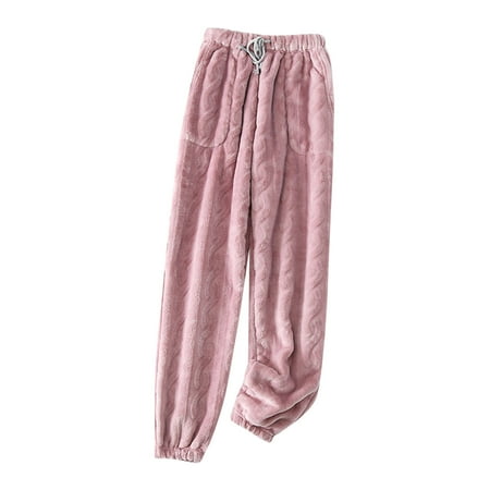 

Women s Flannel Pajama Pants Thick Elastic Waist Drawstring Lounge Trousers Casual Soft Warm Winter Homewear Pants