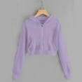 thumbnail image 2 of Dezsed Girls Full Zip Hoodies Sweatshirts Solid Hooded Crop Tops for Teen Girls Long Sleeve Hoodies 7 Years Purple, 2 of 9