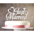 thumbnail image 1 of Just Married Wedding Cake Topper Custom Name Cake Topper Color Option Available 5-7 Inches Wide, 1 of 1
