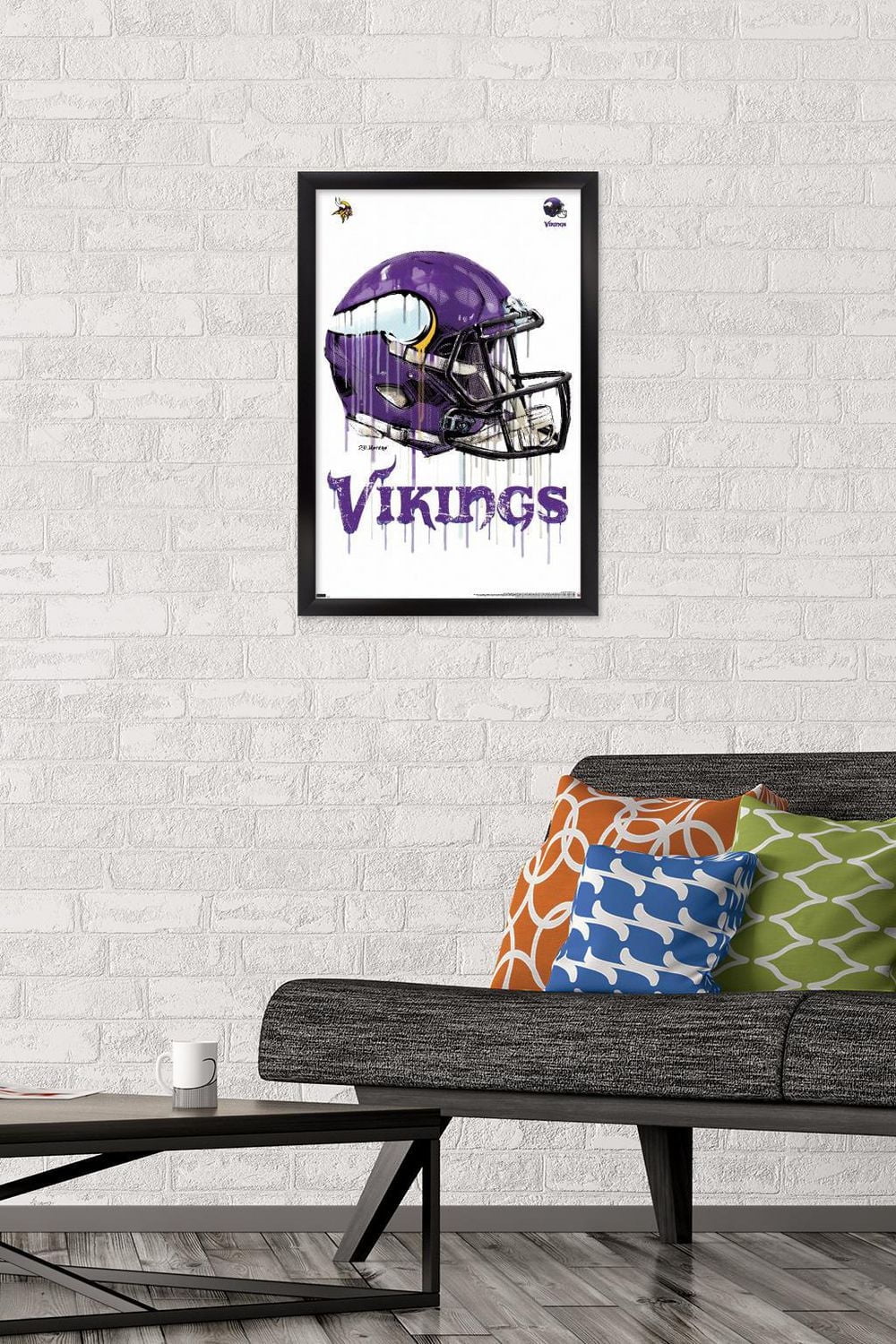 NFL Minnesota Vikings - Drip Helmet 20 Wall Poster, 22.375" x 34" Framed