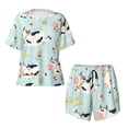 thumbnail image 4 of Naloa Cute Cows Women's Short-Sleeved Pajama Set, Loungewear, Summer pajamas, Breathable Cozy - Large, 4 of 9