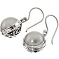 thumbnail image 3 of Pacific Ocean Round Mabe Cultured Pearl 925 Sterling Silver Earrings, 1/2", 3 of 3