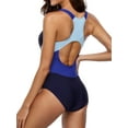 thumbnail image 5 of Women's One Piece Swimsuit Scoop Neck Colorblock Swimwear Bathing Suit, 5 of 7